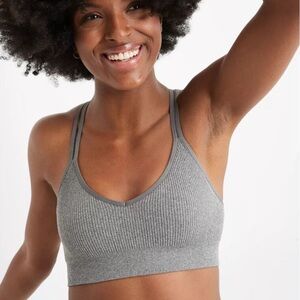 Aerie Gray Seamless Strappy Ribbed Bralette